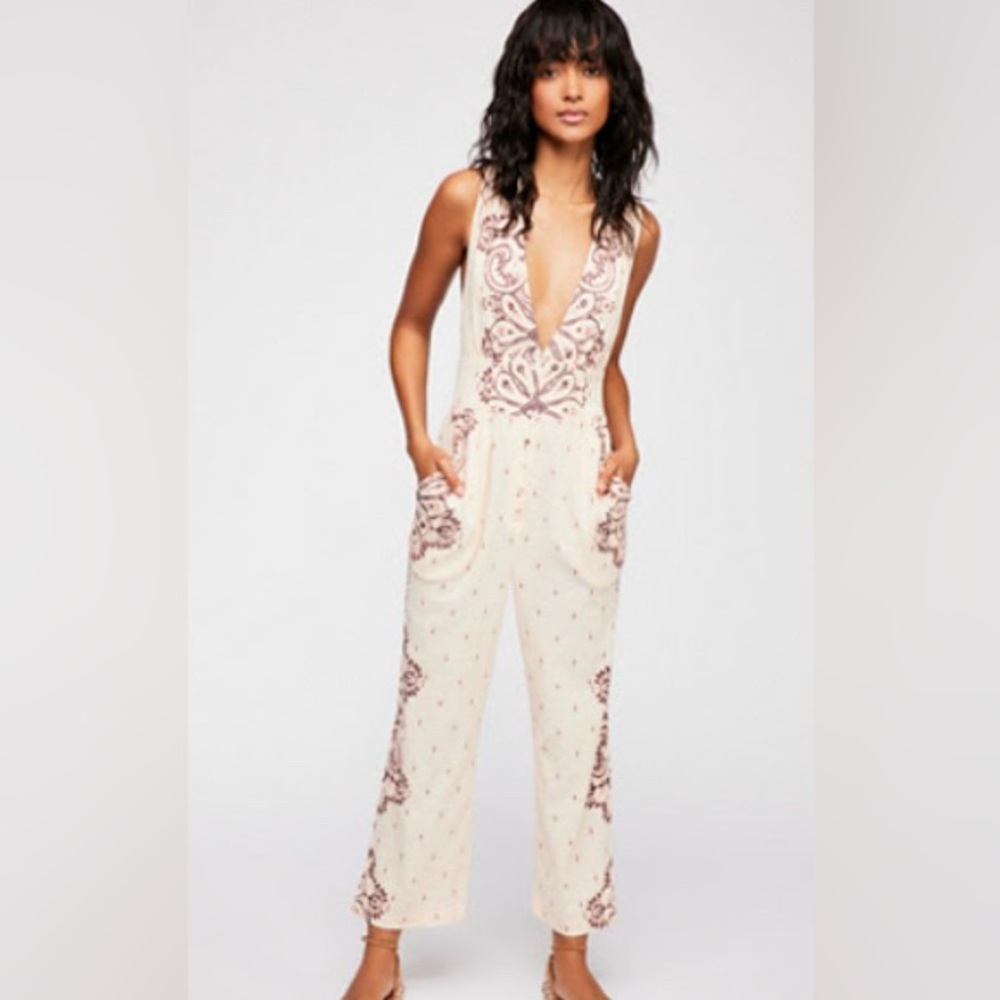 Bohemian Cream and Brown Jumpsuit